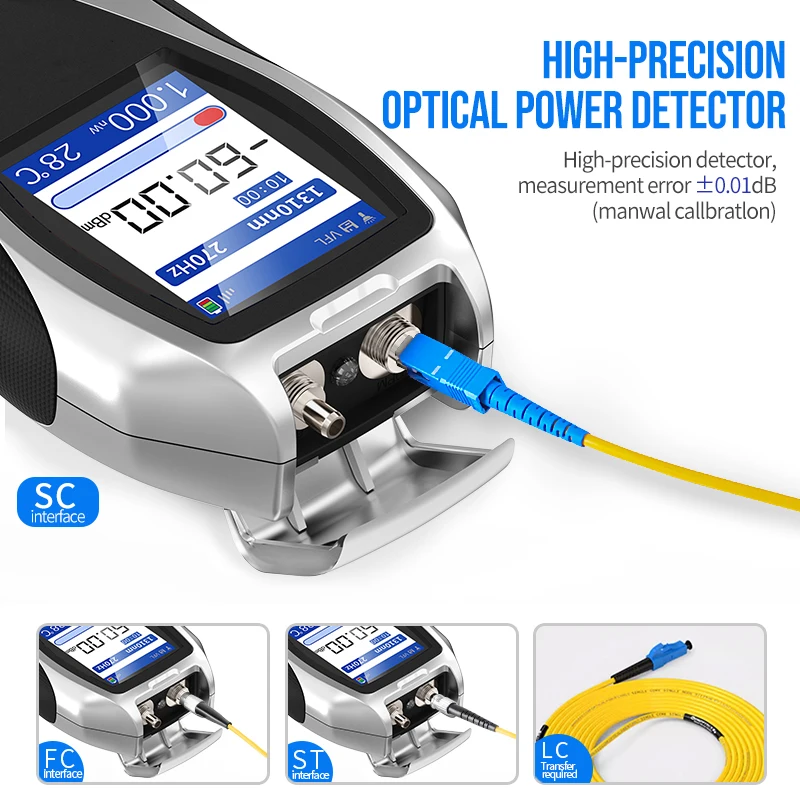 Natalink 5 in 1 OPM Optical Power Meter with VFL Fiber Optic Visual Fault Locator RJ45 Tester Rechargeable -50~+26 Cable Tester