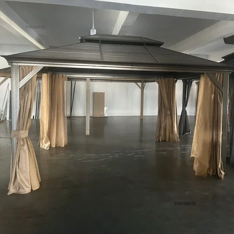 Outdoor Gazebos Courtyard Pavilion Sun Room Aluminum Alloy Villa Tents Outdoor Garden Rainproof Sunshade Terrace Double Roof BB