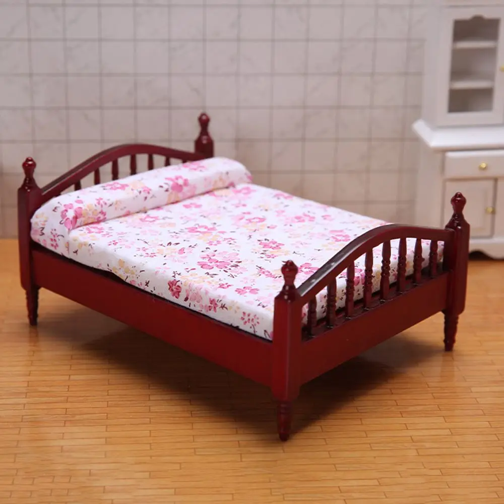 1:12 DollHouses Mix Doll Furniture Wood Bedside Table Fashion Mini Bed For Accessories Doll DIY Toy Dolls Accessories