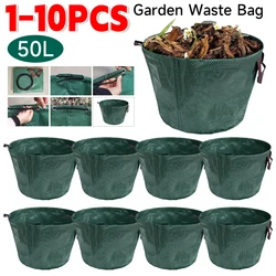 50L Foldable Garden Bag Waterproof Garden Waste Container Leaf Sack Light Trash Can Collect Garden Leaves Debris Storage Bag