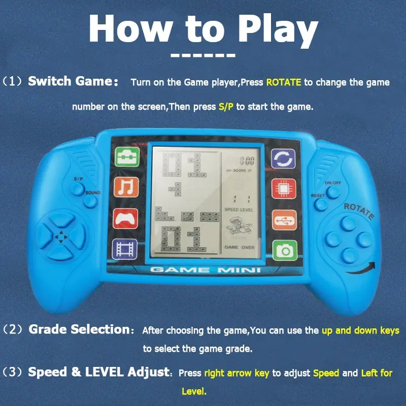 Portable Retro Handheld Game Console Classic Childhood Gift Big Screen Game Console BRICK GAME Handheld Game Players Electronic