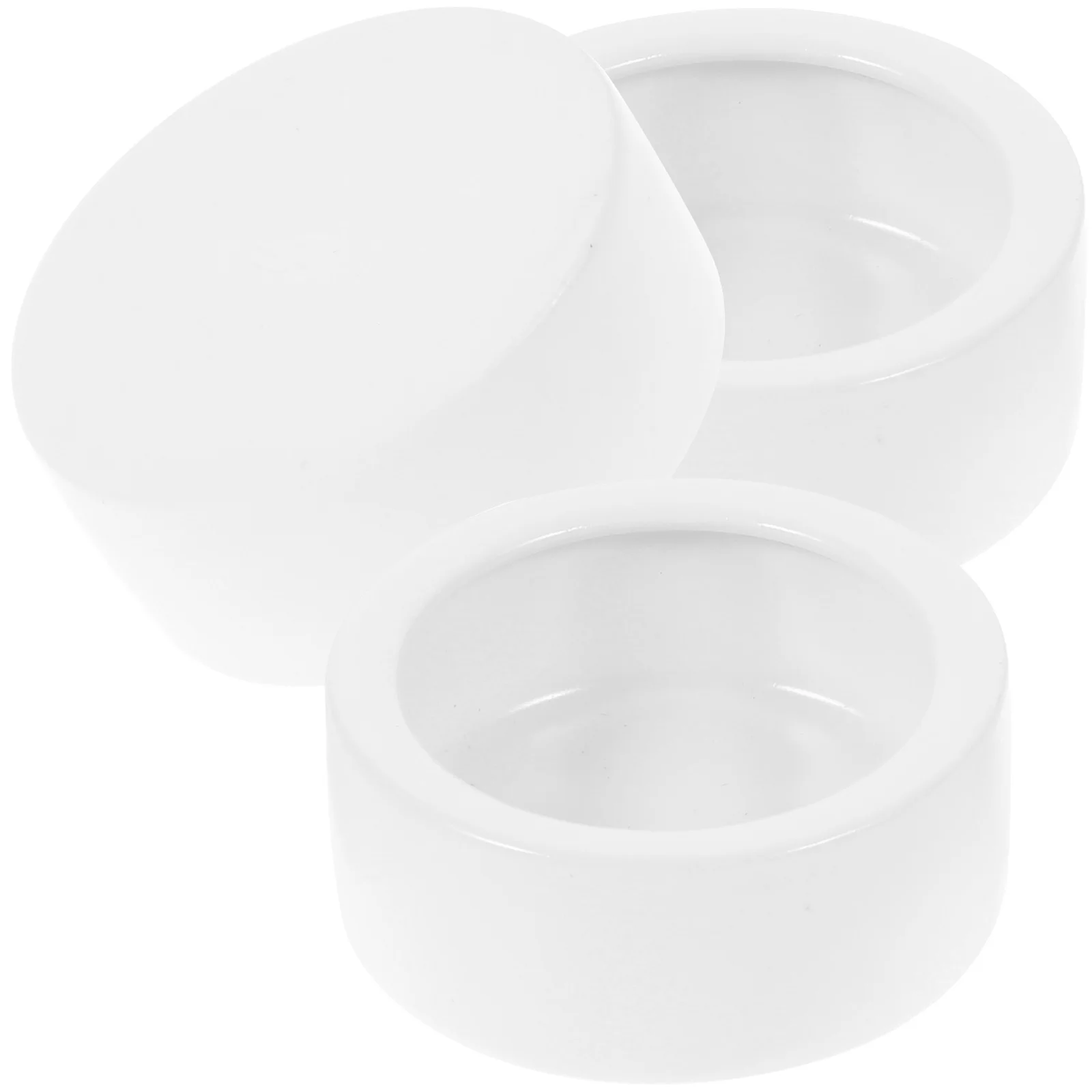 ชามอาหารสัตว์เลื้อยคลานขนาดเล็ก 3 ชิ้น ชามเซรามิกป้องกันการหลบหนี ที่ให้อาหารกิ้งก่า วัสดุหนา ทำความสะอาดง่าย สีขาว รูปทรงกลม