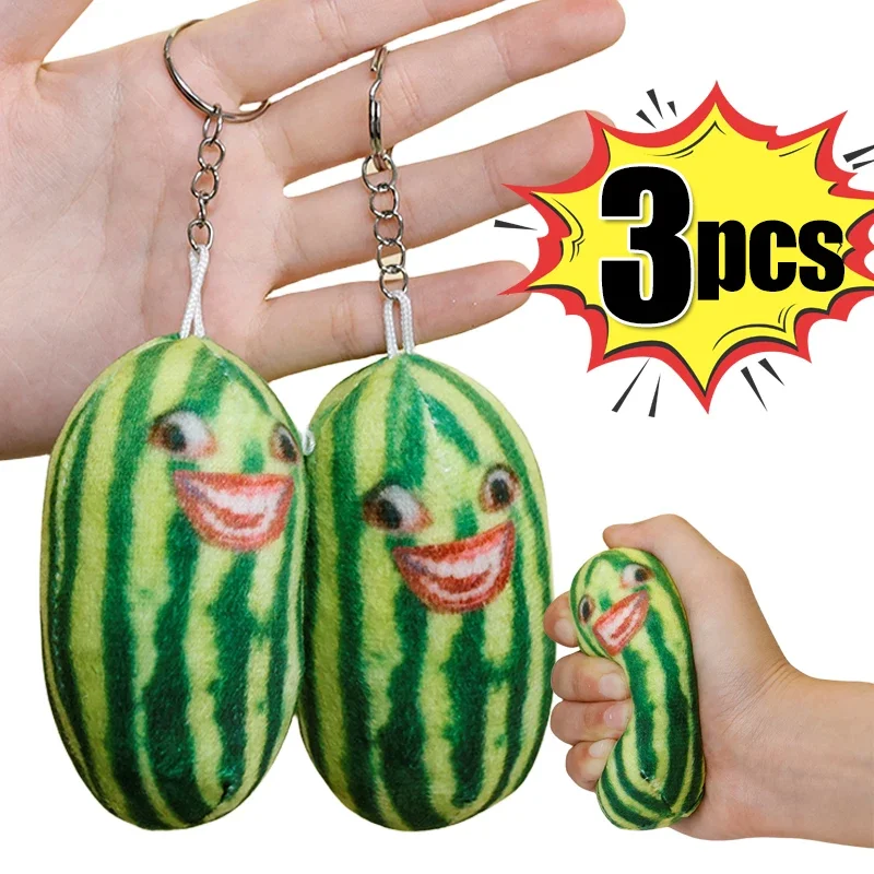 

1/2/3Pcs Funny Watermelon Keychain Toy Stuffed Birthday Gift Key Chains Keyring Backpack Bag Pendant Novelty Watermelon Strips