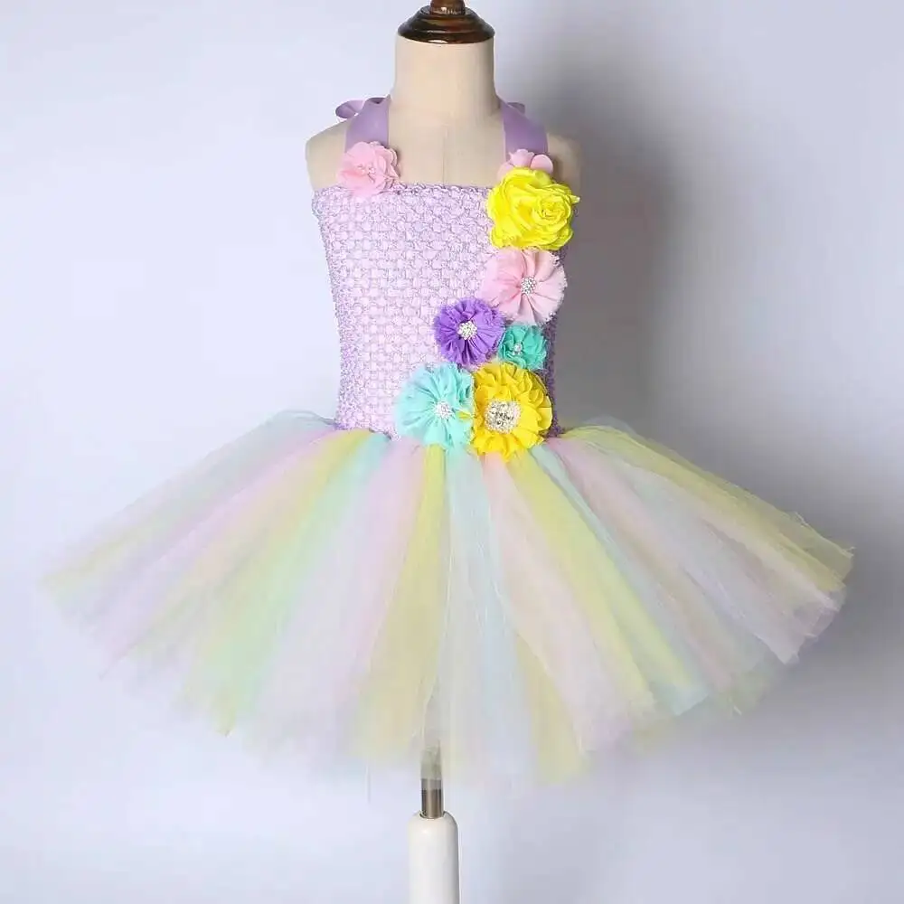Pastel Flower Fairy Dresses for Girls Butterfly Elf Princess Costumes with Wings for Kids Christmas Halloween Disguise