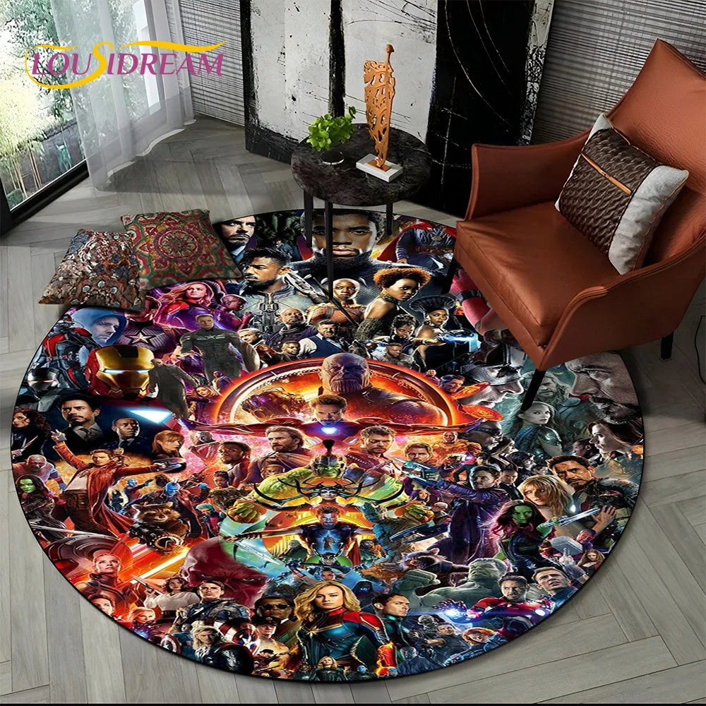 3D Marvel Avengers Spider Man Cartoon Round Area Rug,Carpet for Living Room Bedroom Sofa Playroom Decor,kids Non-slip Floor Mat