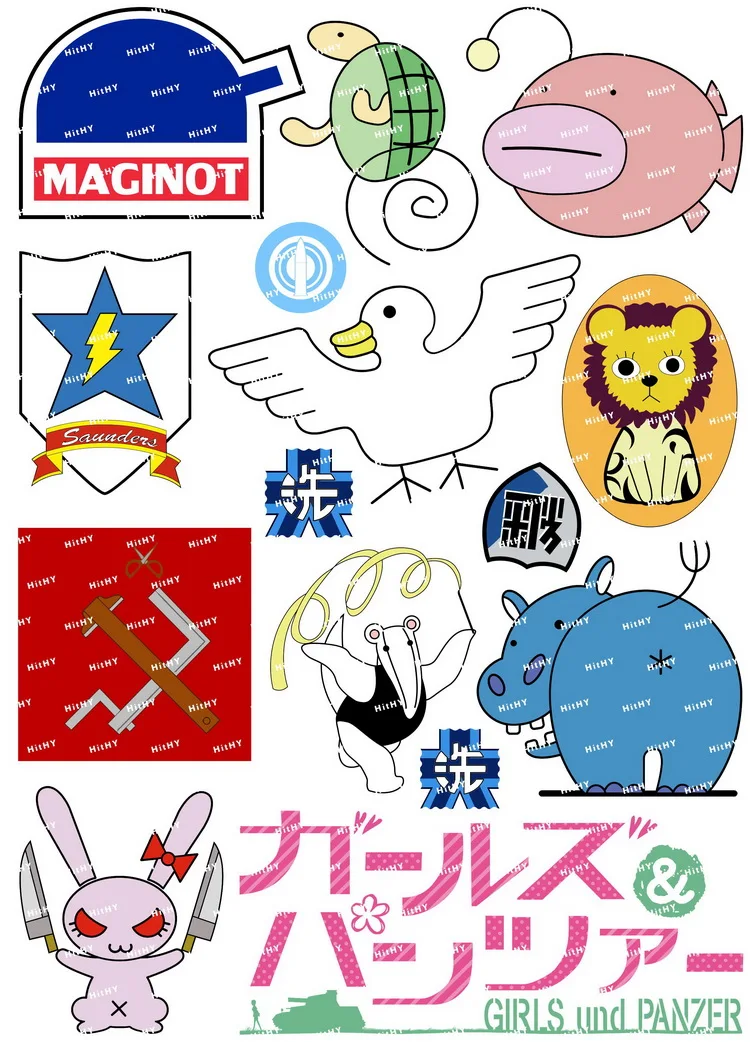 

1 Sheet(21x15cm) GIRLS und PANZER Waterproof DIY Album Diary Luggage Label Fan Sticker