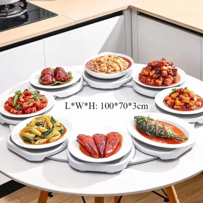 

Dining Table Rotating Food Tray Foldable Space Saving Dish Outdoor Family Picnic Saucer Easy To Assemble and Clean Dining Tools