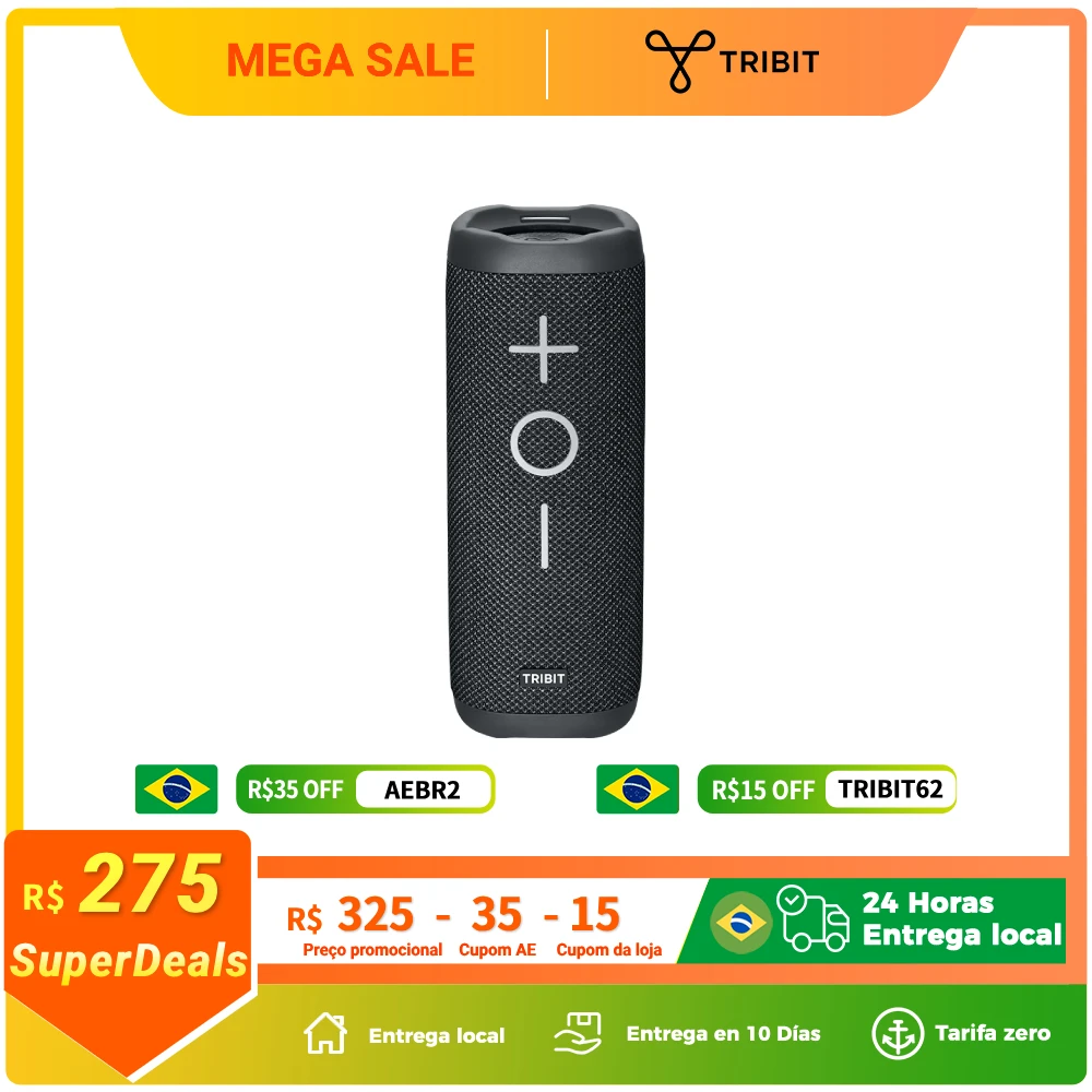 Alto-falante Bluetooth portátil TRIBIT StormBox 2, potência de 34 W, alto-falante sem fio à prova d'água IPX7 24 horas de reprodução para camping, caminhadas