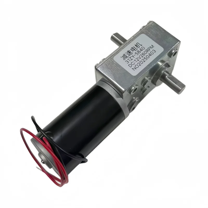 5840-31ZY Two-axis Turbine Worm DC Speed Reduction Motor 12V/24V Low Speed with High Torque, Equipped with US/EU Power Supply
