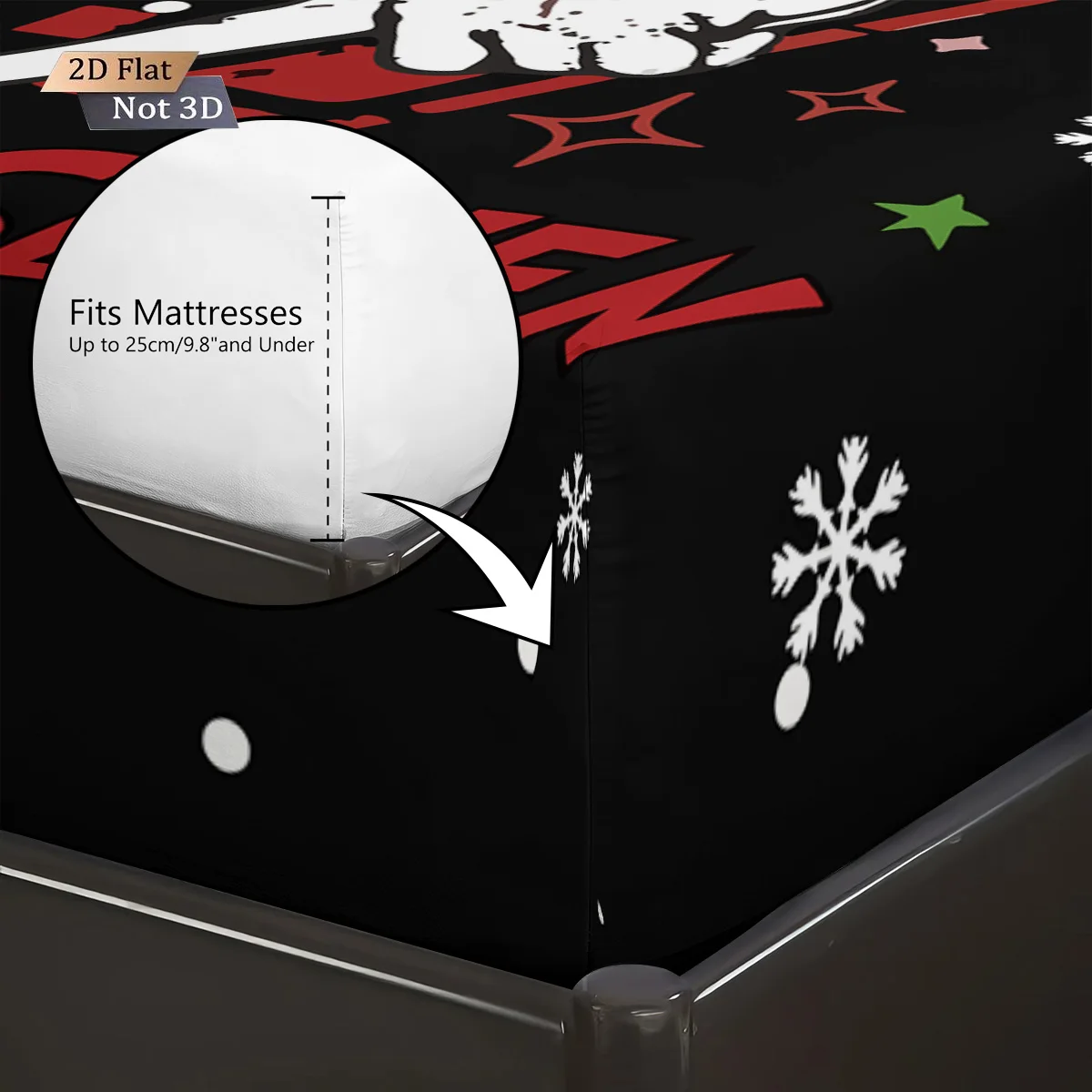 3 قطعة عيد ميلاد سعيد 67 عنصر أسود مطبوع Coreless غطاء سرير مجموعة متعددة الحجم غطاء سرير ناعم غرفة نوم الفراش الديكور #4