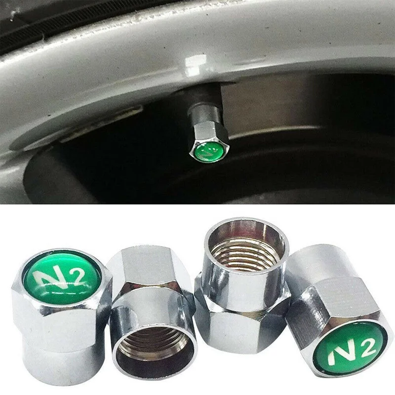 4pcs NITROGEN N2 Wheel Tire Valve Stem Valve Caps Chrome Plating O-ring Nipple Caps Sealed Universal Exterior Parts Accessories