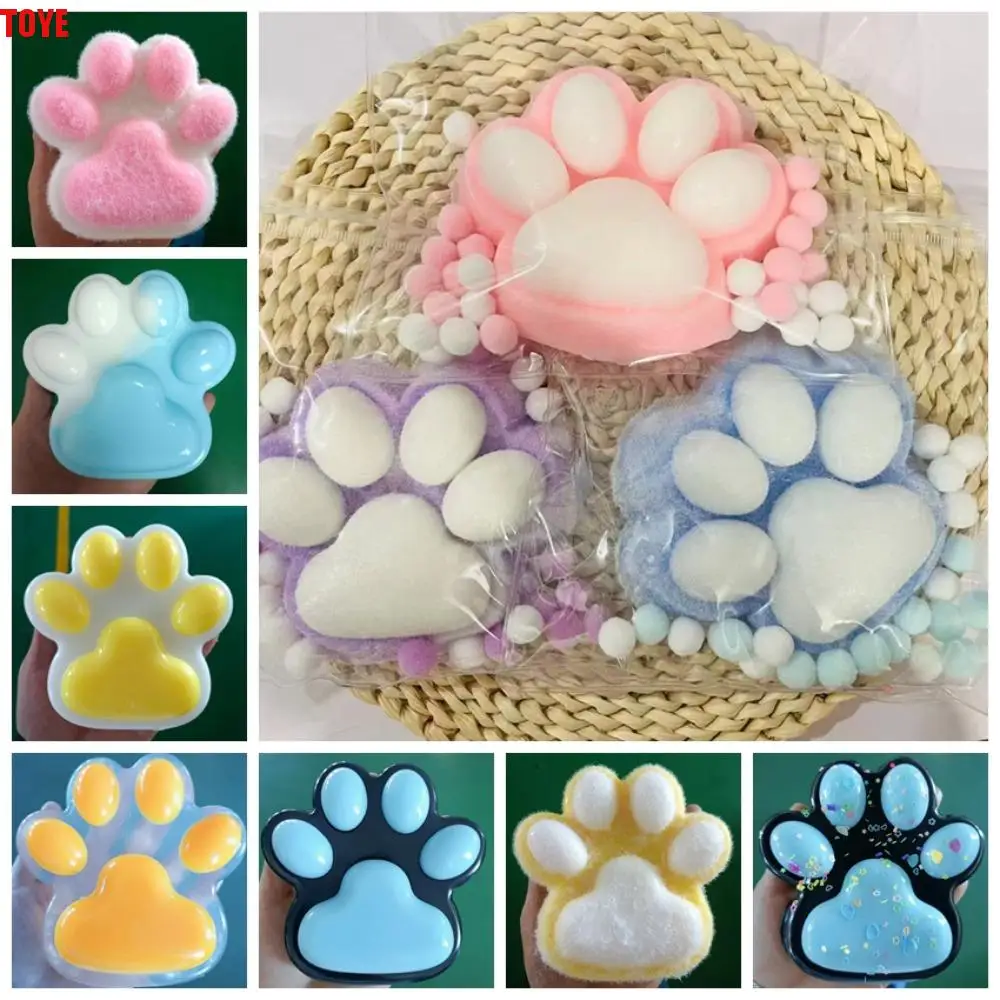 Super Large Cat Paw Squeeze Toy Sequin Cat Slow Rebound Cartoon Fidget Toy Handmade Colorful Cat Paw Pinch Toy Children