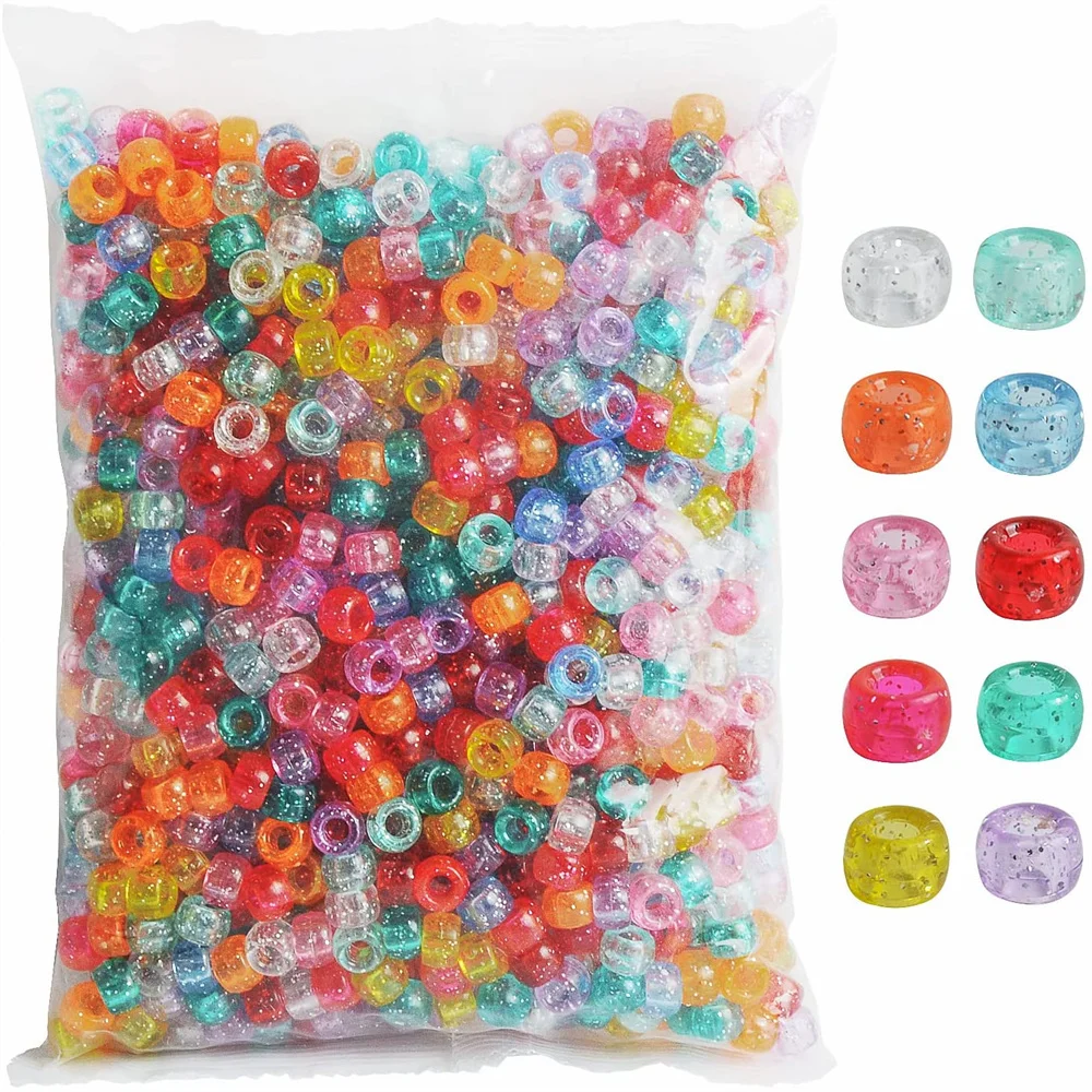 

Summer Colorful Pony Beads HandCrafts Big Hole Beads For Kids DIY Bracelet Necklace Making Fashion Hair Beads Accessories