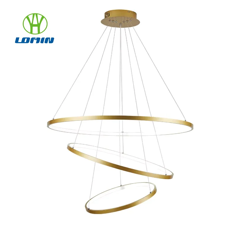 Lomin Modern LED Chandelier Circle Rings Pendant Lights Aluminum Body 40cm/60cm/80cm/100cm for Living Room Dining Room Bedroom