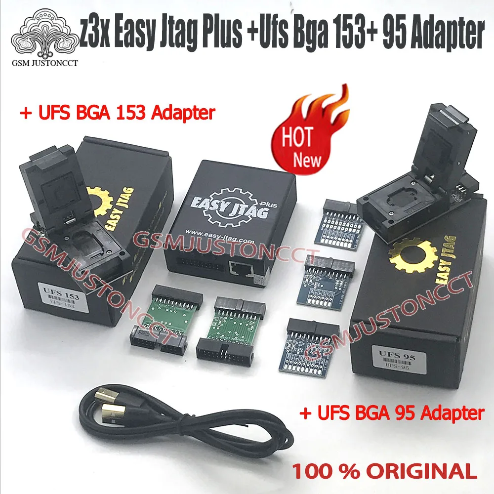 2025 Original New Z3x - Easy Jtag Plus Box With Easyjtag UFS 95 Sockets Adapter +Easyjtag UFS 153 Sockets Adapter