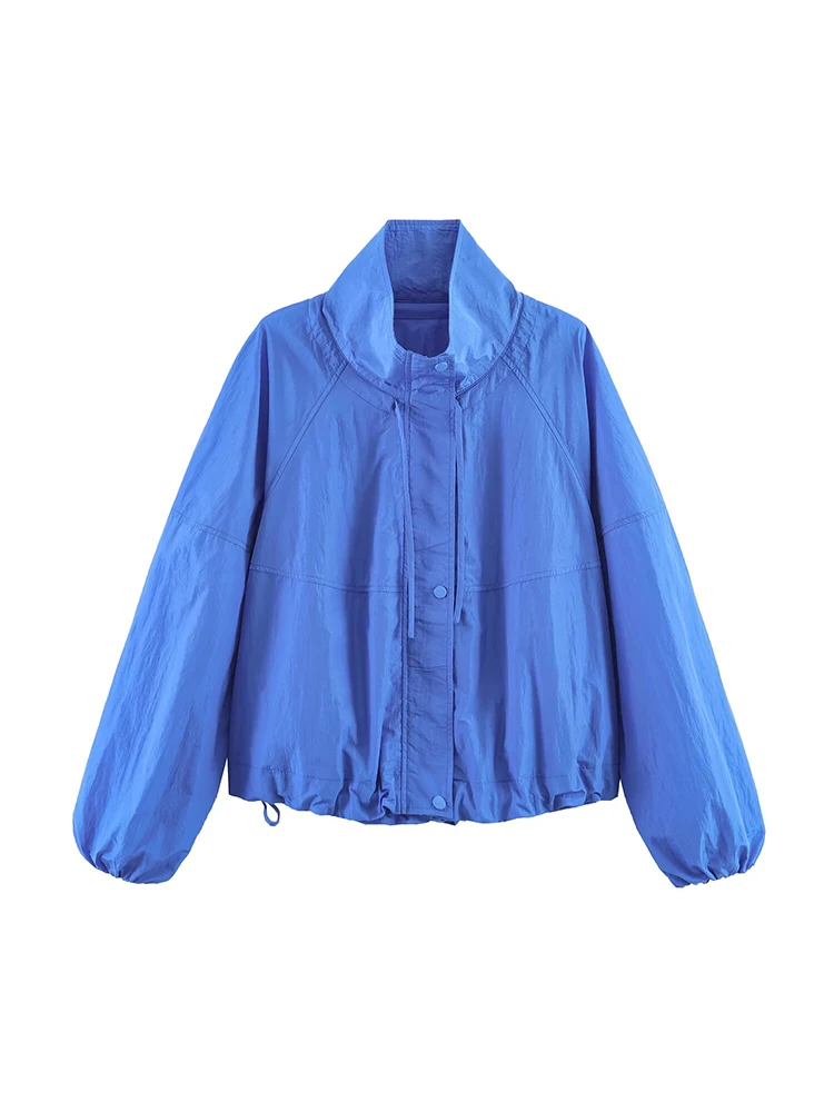 TFMLN Women Turtleneck Jacket Elegant Full Sleeve Fashion Zipper Loose Overcoat Female Spring Summer Chic Casual Streetwear - view 2