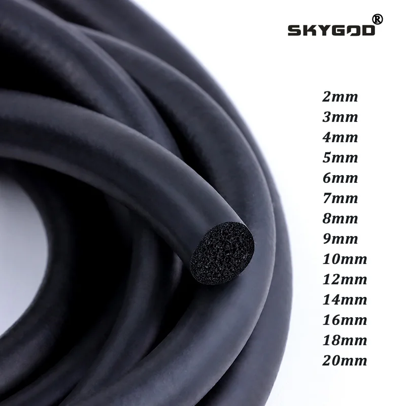 1/2/5/10m EPDM Rubber Foam Sealing Strip Thickness 2mm - 20mm for Window Door Soundproof Dustproof Round Sponge Cord Bar Seal