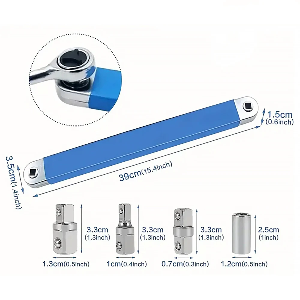 Extension Ratchet Wrench Long Rotary Torque Large Impact Socket Spanner Tight Spaces Automotive Tools 1/2", 1/4" and 3/8"