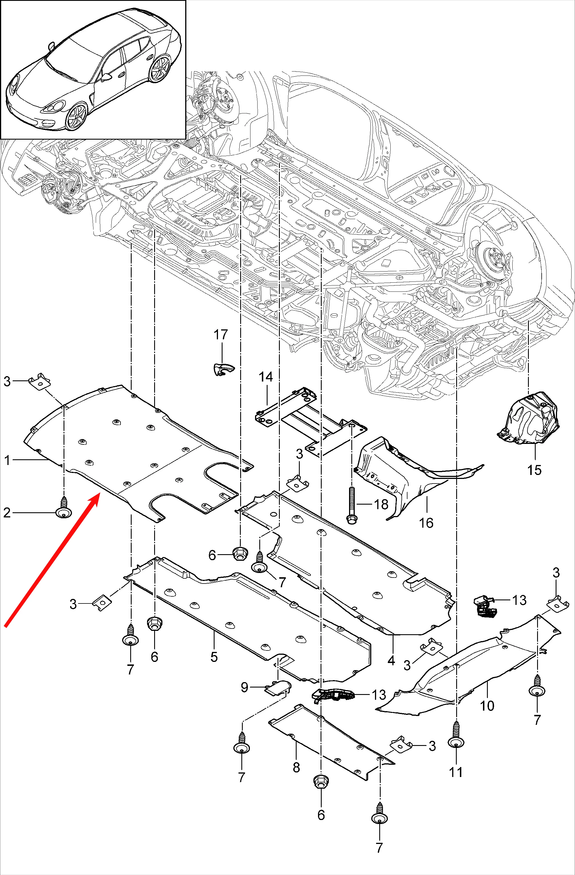 

97050411705 LOWER ENGINE GUARD PLATE for Porsche PANAMERA 970 2009-2016 OEM 97050411702 97050411700