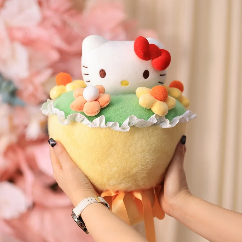 Sanrio-Animal de peluche auténtico de Hello Kitty para amantes, peluche Huggy esponjoso para comodidad, ansiedad, soporte emocional, juguetes, regalos para niñas