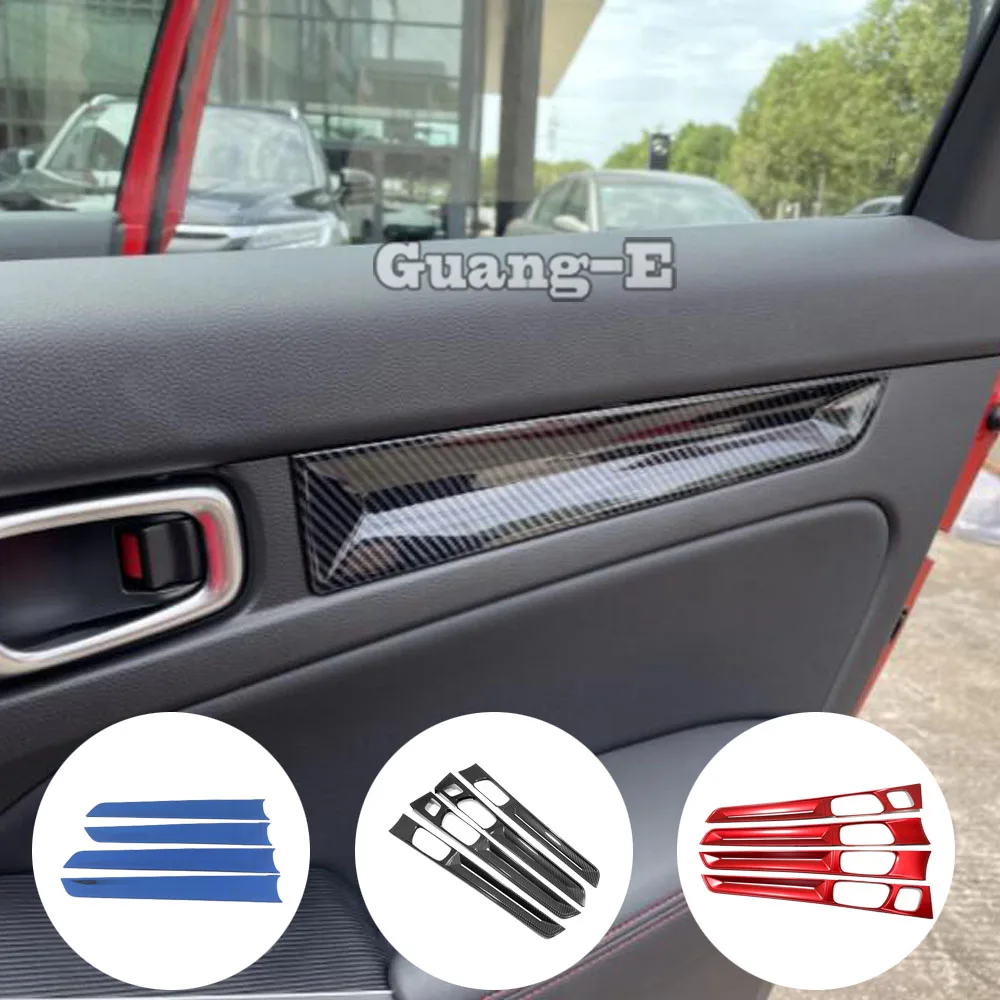 For Honda Civic 11th Gen 2022 2023 2024 Car Armrest Door Window Panel Handle Bowl Trim Cover Handrail Accessories Stickers 4Pcs