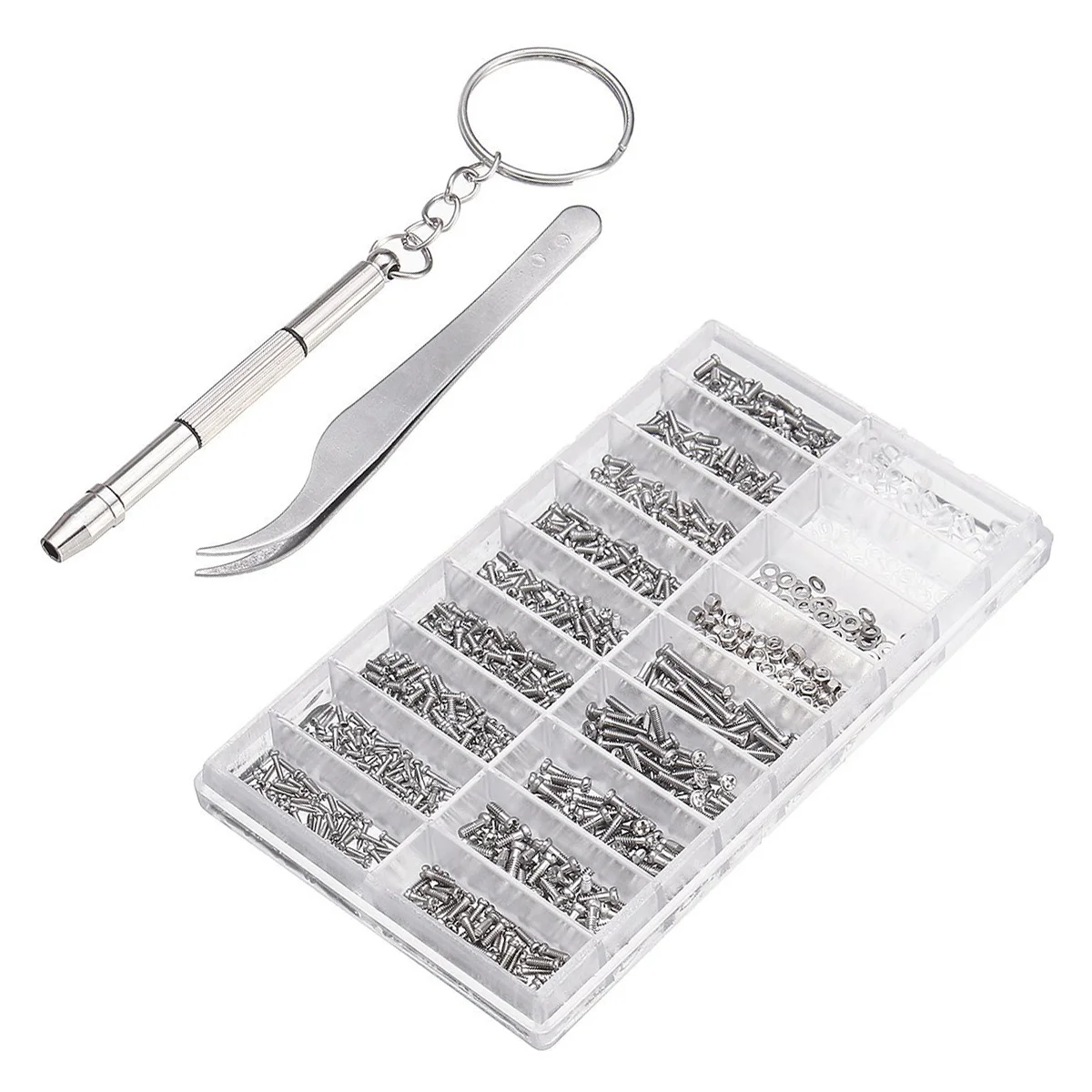 

1000pcs Nose Pad Screw Repair Kit For Eyeglasses Sunglasses Watch Jewelry Tools Set With Screwdriver Tweezers Storage Case