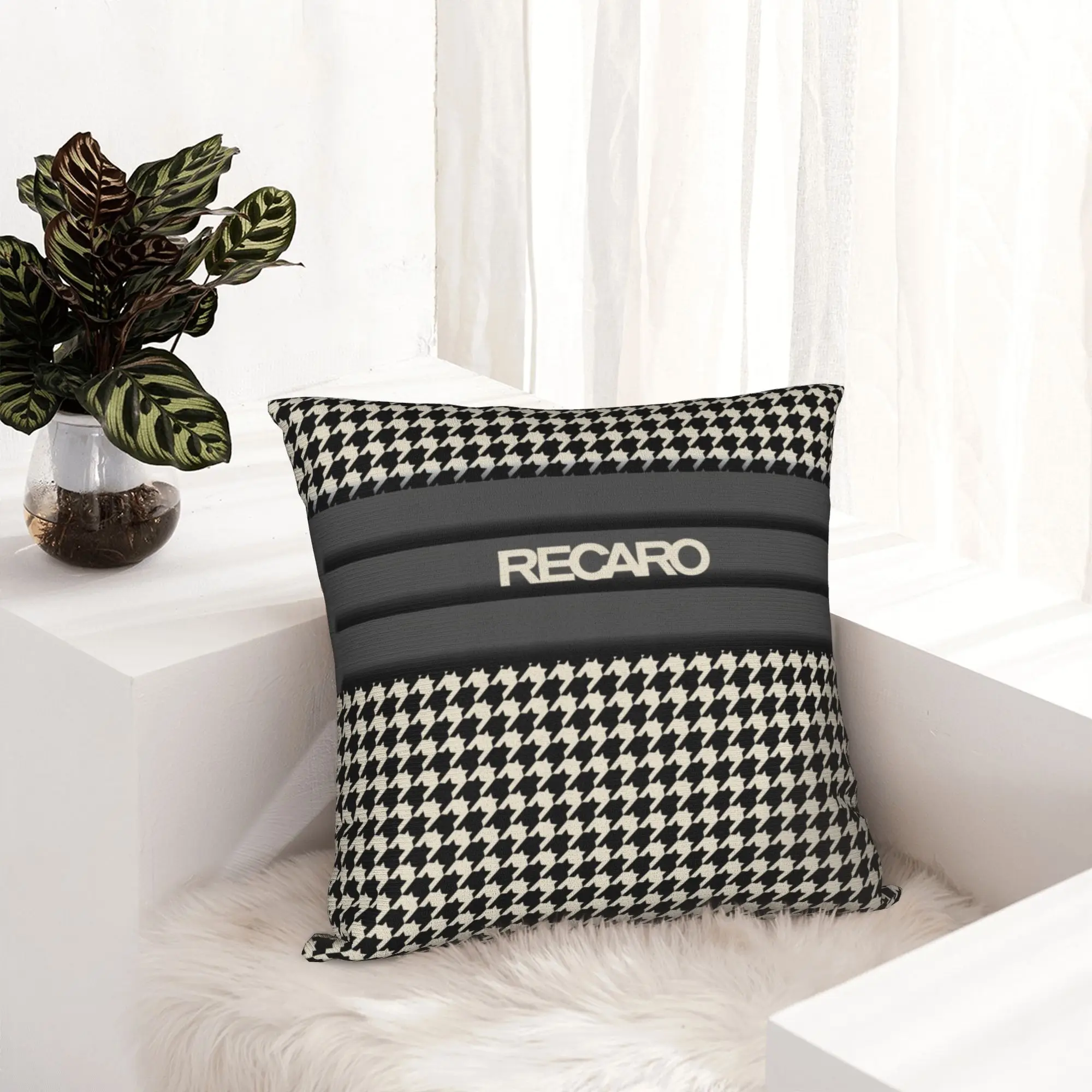 Seat Houndstooth Upholstery Pattern Recaros Pillow Decorative  Luxury Cushion Cover Car Pillowcase