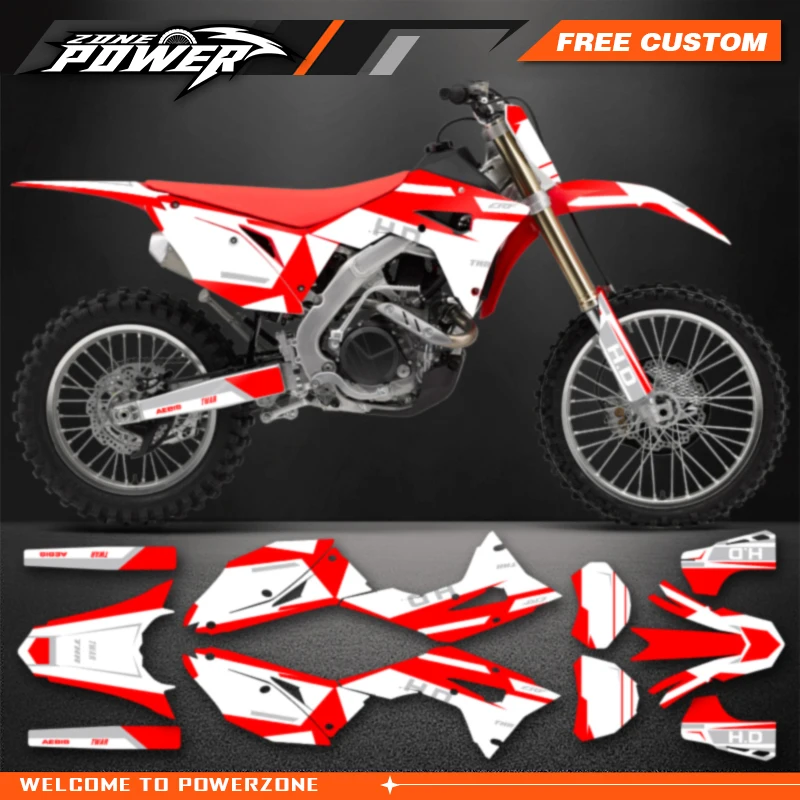 Powerzone Motorcycle Graphic Decal Stickers Kits For Honda CRF250RX 2018-2021 CRF450RX 2017-2020 Number Name Customize 001