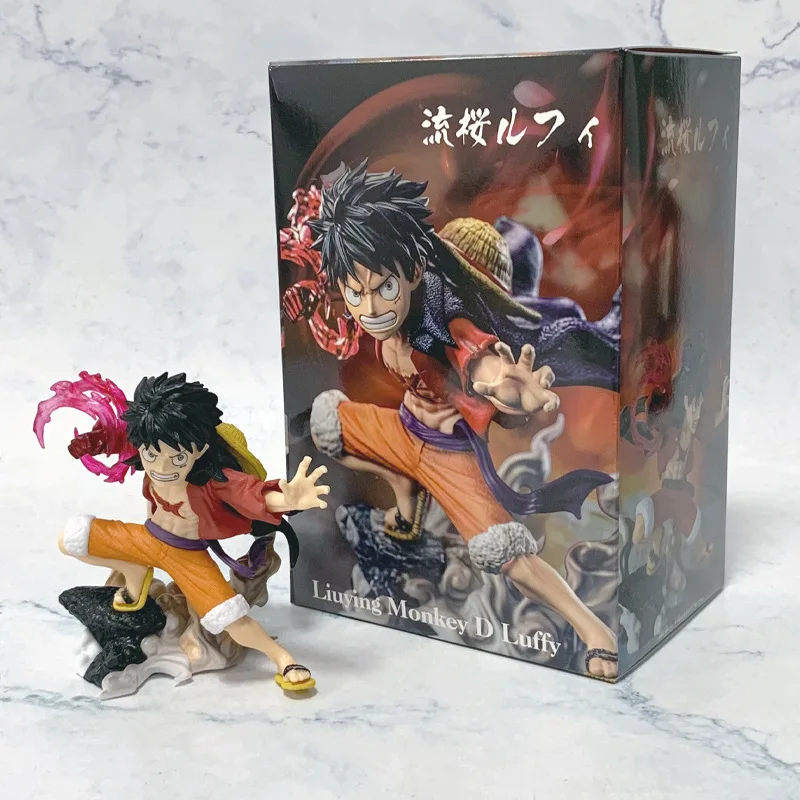 10 cm One Piece Ruffy Figuren Monkey D. Ruffy Flowing Cherry Actionfiguren PVC Anime Collection Modell Puppenspielzeug Kindergeburtstagsgeschenk