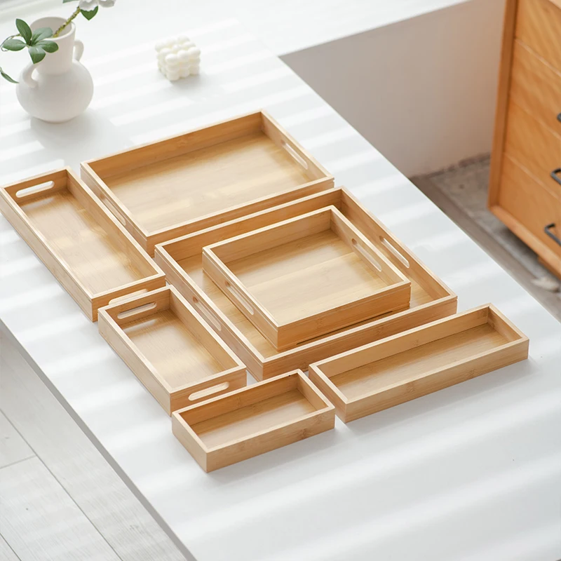 

Японский прямоугольный деревянный поднос-органайзер для гостиной, прихожей и столовой, многофункциональная тарелка для хранения
