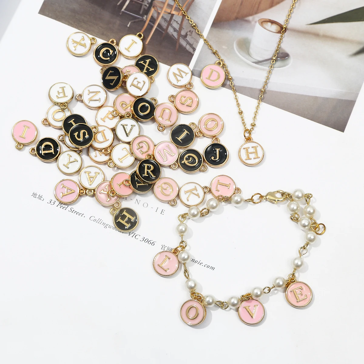 10pcs 12mm A-Z Charms Enamel Alphabet Letter Charms Initial Pendant for DIY Handmade Bracelet Jewelry Making Accessories