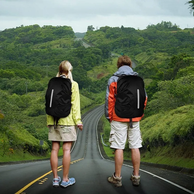 Capa de chuva mochila ao ar livre, Reflexivo, Impermeável, Dobrável, Poeira, Ciclismo, Acampamento, Caminhadas Acessórios, Caso Saco