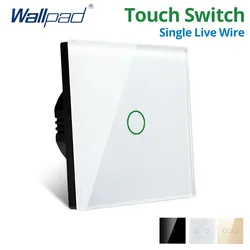 Wallpad 1/2/3 Gang 1/2 Way EU Touch Switch White Black Gold Glass Panel Wall Light Sensor Button With LED AC110-220V