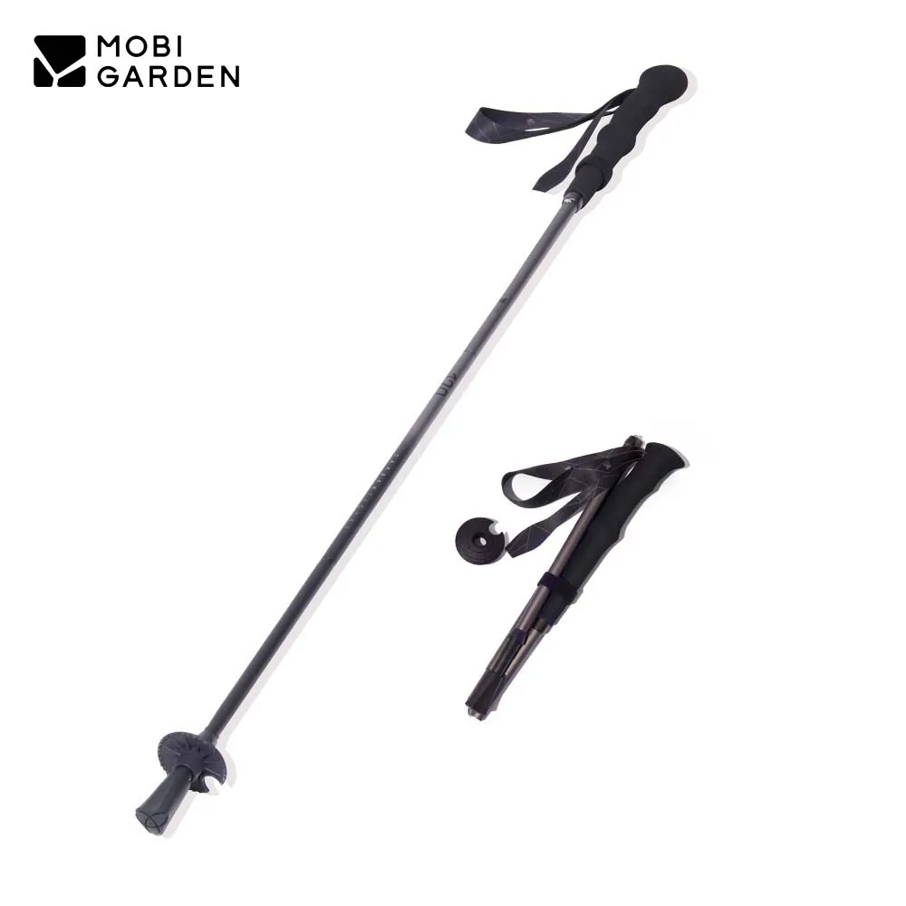 MOBI GARDEN Tongkat Trekking karbon, Ultra ringan lipat portabel Anti guncangan luar ruangan Backpacking mendaki 1 buah 144G/153G