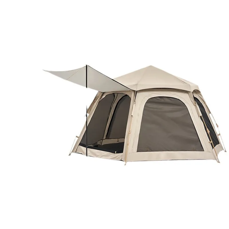 

Outdoor 3-4/5-8P Hexagonal Tent Canopy 2-in-1 Portable Folding Full Set of Camping Thickened Sunscreen Field Camping