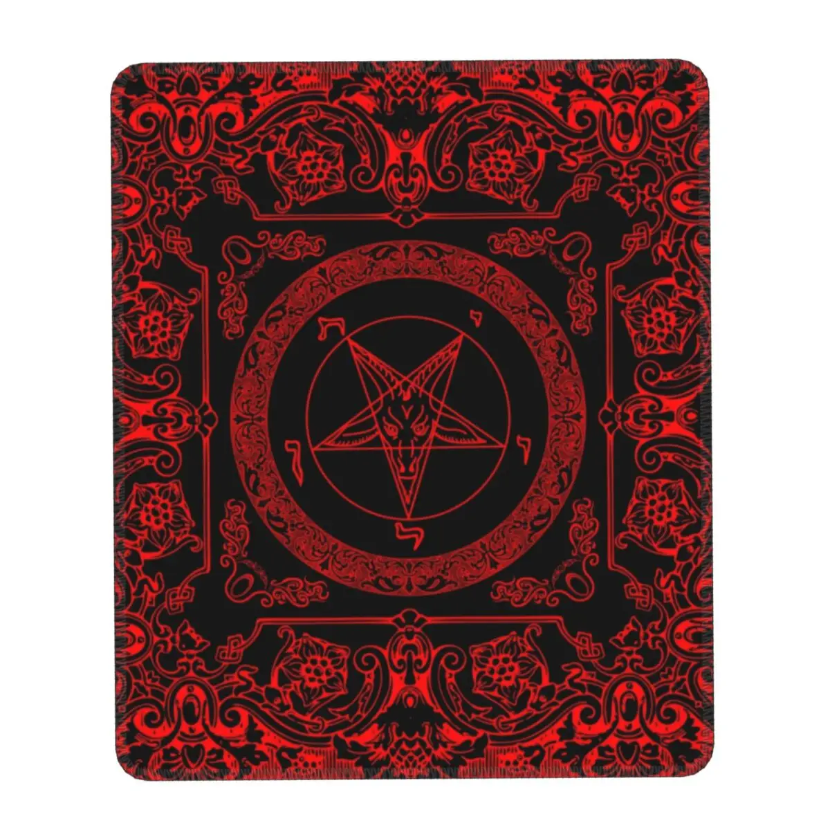 The Sabbatic Goat Baphomet Gamer Mouse Pad Non-Slip Rubber Lockedge Mousepad Satanic Occult Pentagram Office Computer Desk Mat