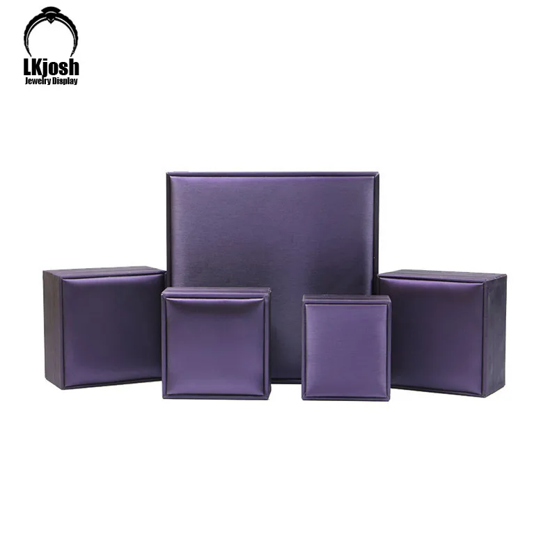 Purple Jewelry Box Brushed PU Leather Ring Box Bracelet Necklace Box Pendant Gift Box Wedding Gift Box Jewelry Storage Box