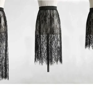 2 elegant length black skirt transparent white lace long tulle skirt elastic ladies waist high beach midi skirt gout transportation skirt 6 Main Sales Skirt Transparent - №2