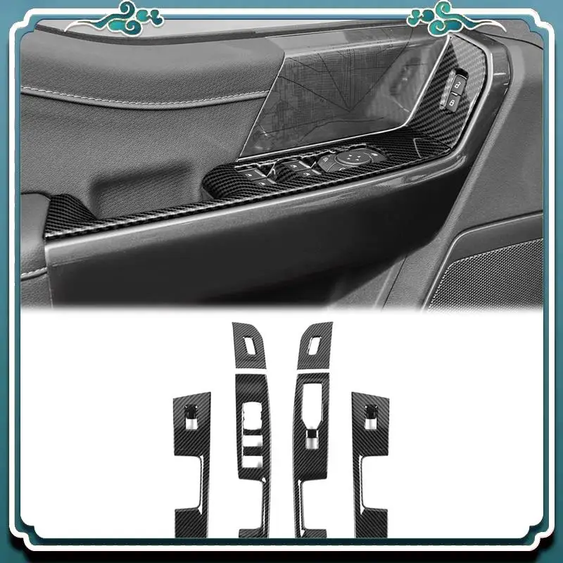

ABTU-Car Window Lift Switch Panel Cover Trim For Ford F150 2021 2022 2023 Interior Parts - ABS Carbon Fiber