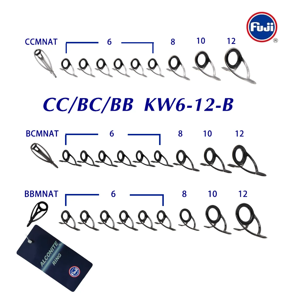 

Original Fuji Guide set KW6-12 A Ring Stainless Steel Frame for Spinning and Casting Fishing Rod Builders Sports Accessories