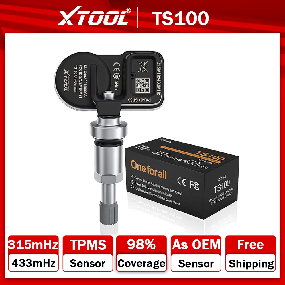 

Инструменты датчиков XTOOL TS100 работают с TP150 датчик давления в шинах Программируемый датчик 433 и 315 МГц TPMS датчик сканер для ремонта шин