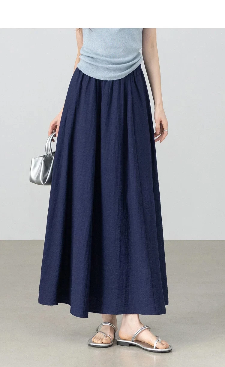 SENTUBILA Minimalistischer A-Linien-Rock für Damen, Sommer 2026, Neuer Lässiger Rock mit Elastischem Bund, Langer Lockerer Rock, Damenbekleidung 162QA5883 – Detail 3