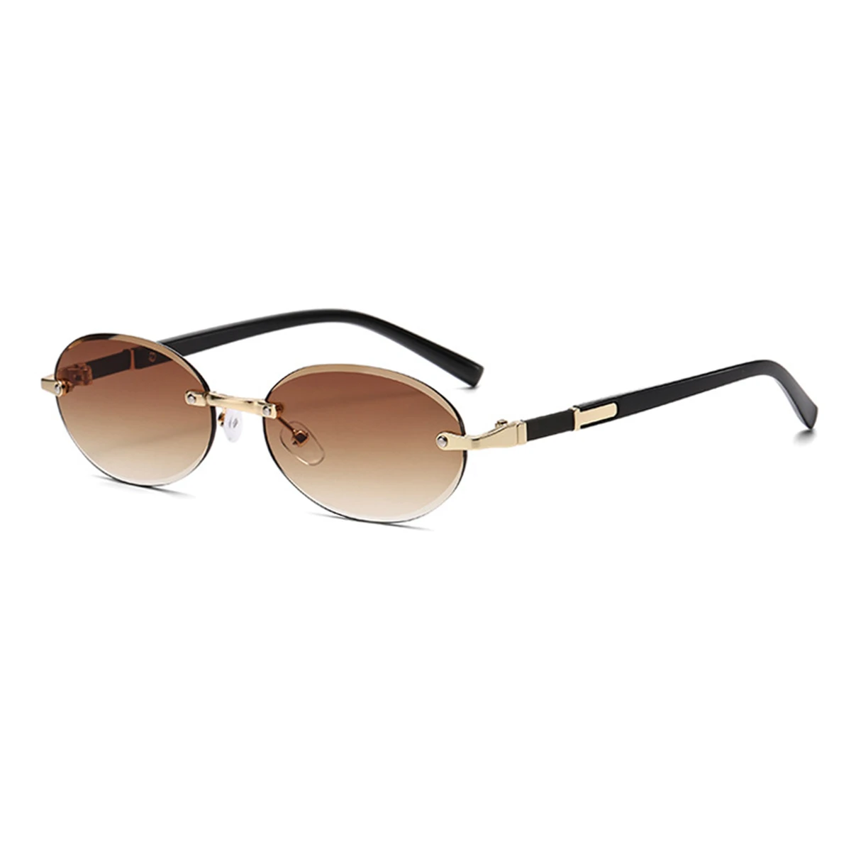 Trendige Sonnenbrille mit geschnittenem Rand, personalisierbar, ovaler Rahmen, neue rahmenlose Spicy Girl Hip-Hop-Sonnenbrille, Metall-DAMEN-Sonnenbrille, Herren-Su – Detail 7