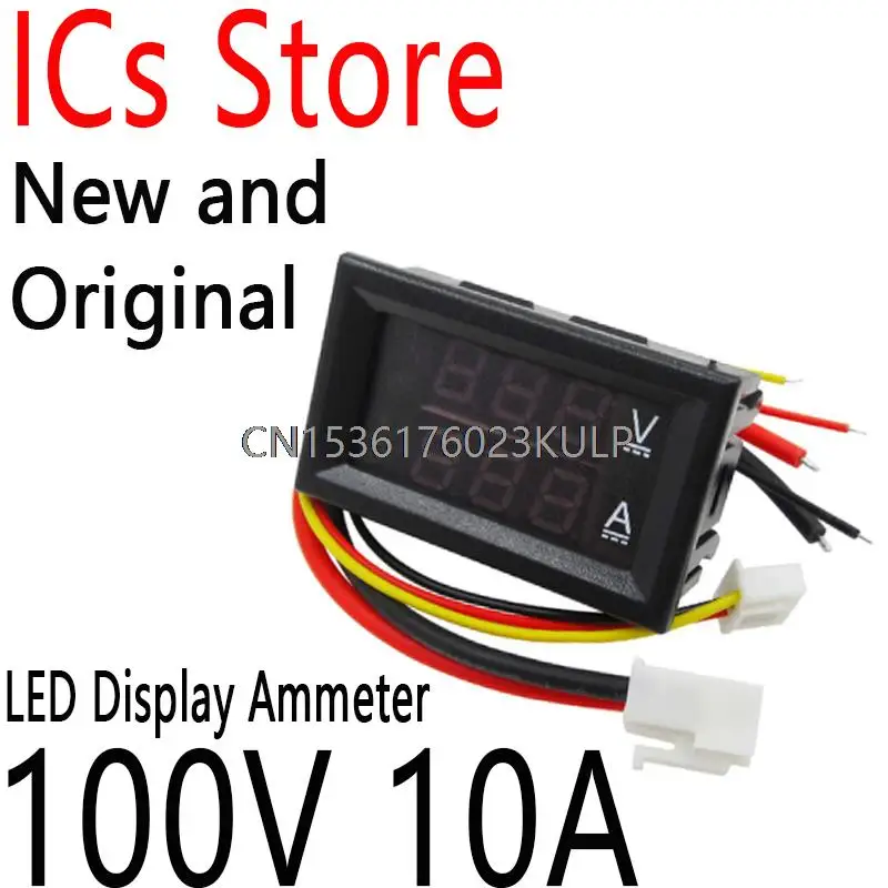 Mini voltímetro Digital, amperímetro, Panel de CC, amperímetro, medidor de corriente, probador de 0,28 ", pantalla LED Dual azul y roja, 100V, 10A