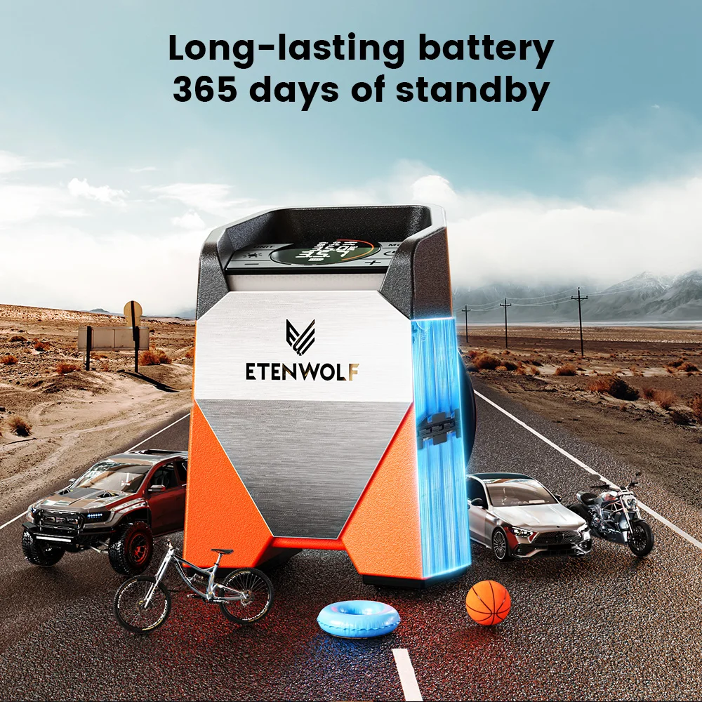 ETENWOLF ZEPHYR S3C 휴대용 공기 압축기 100% 듀티 사이클 자동차 타이어 팽창기 7800mAh 자동차, 오토바이, 자전거 공용