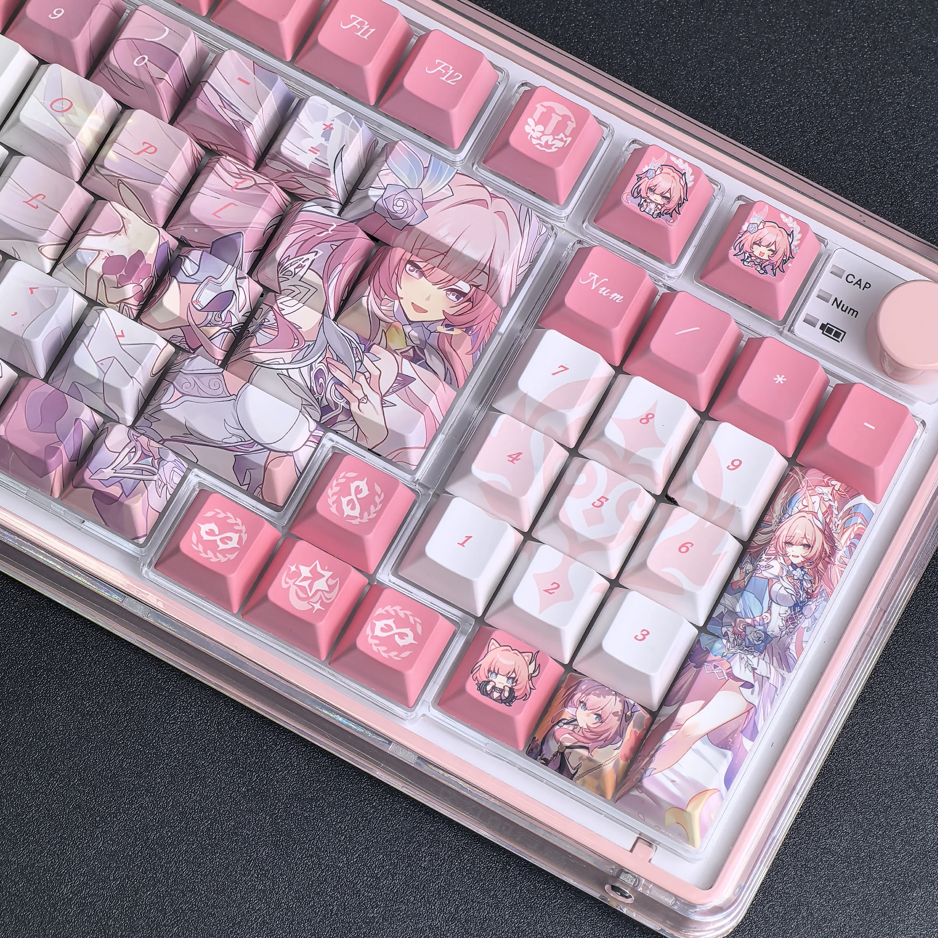 MAIMOOO Honkai Cyrene Keycaps Pink Cherry Pbt Anime/Manga Style Aulaf75/F99 Customization Keyboard Keycaps 124 Keys