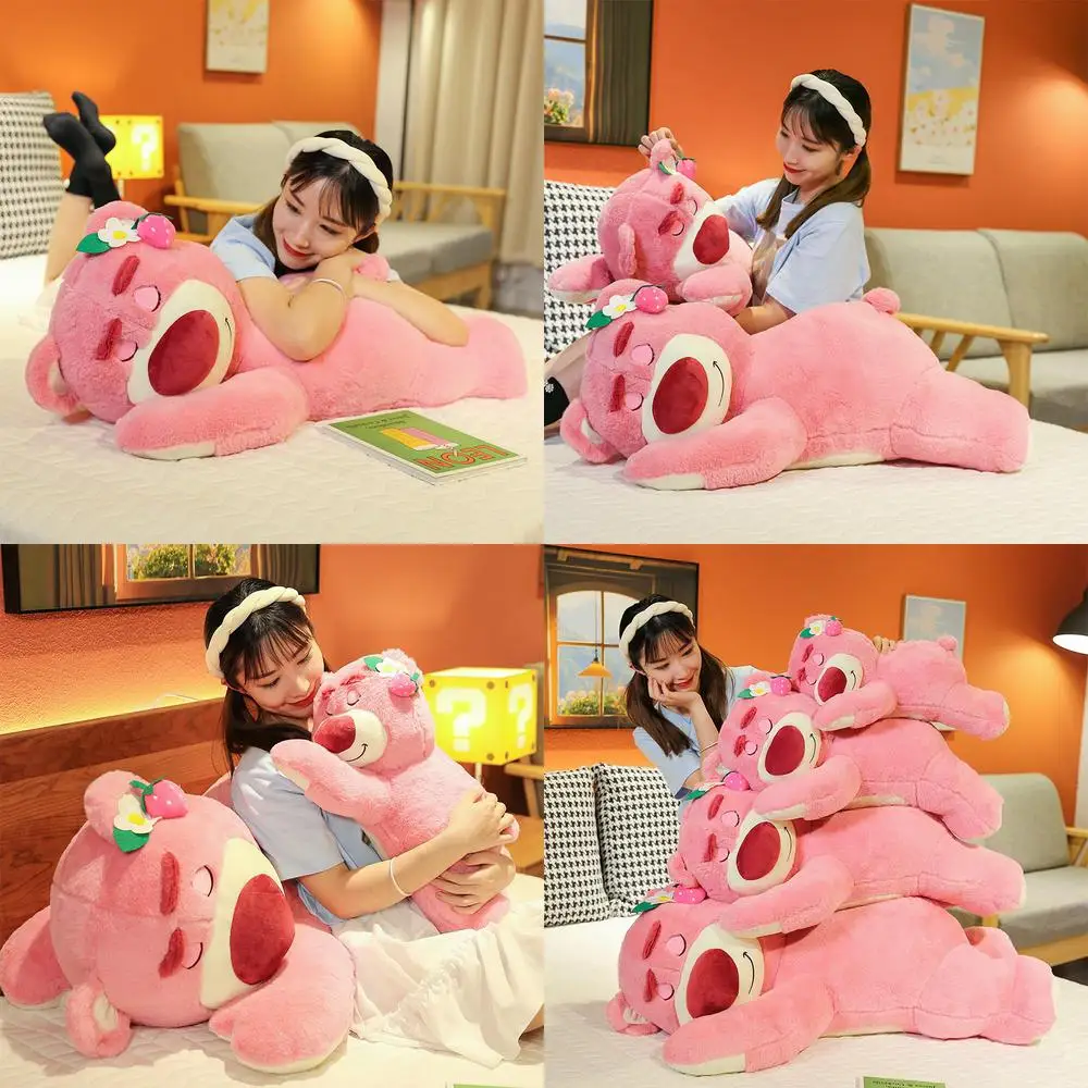 

Kawaii Plush Toy Cute Strawberry Bear Lying Posture Stuffed Doll Pillow Kids Birthday Gift Plushie Cuddly Soft Toy for Children