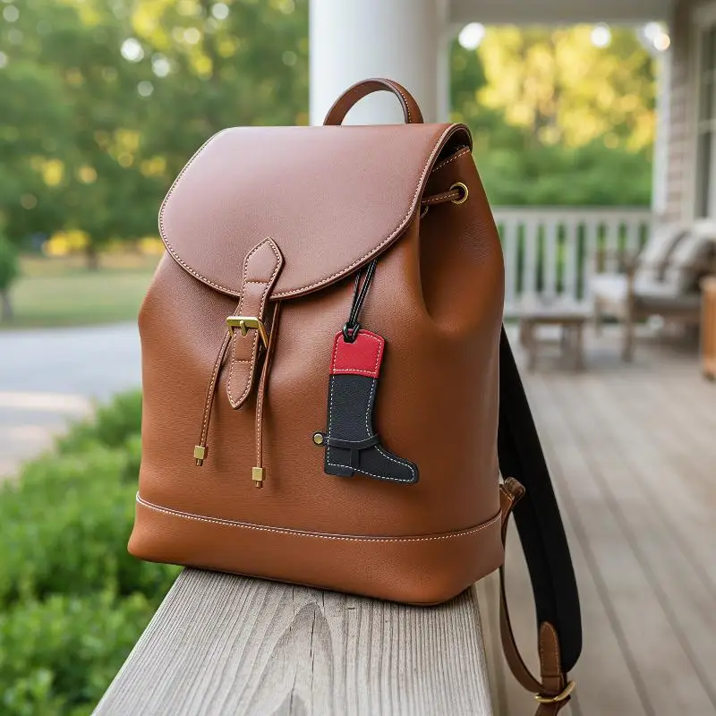 Artisan Color-Block Leather Boot Charm - Handcrafted Top Grain Bag Accent Kechain Pendant
