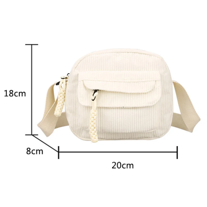 Bolso de hombro pequeño de pana para mujer, bandolera para adolescente, bolso bonito para estudiante, bolsos de mensajero coreanos de calle Harajuku