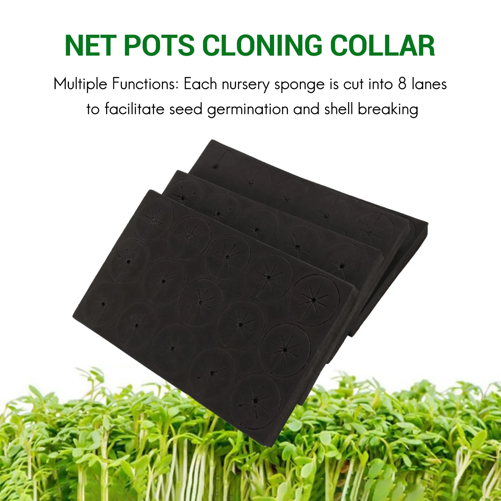 BAAG-60Pcs Garden Clone Collars Neoprene Inserts Sponge Block For 2 Inch Net Pots Hydroponics Systems And Cloning Machines